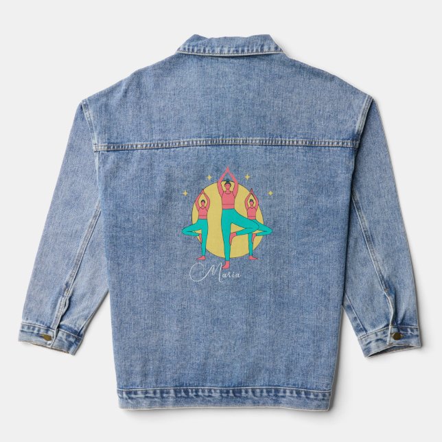 Denim Jacket mit einzigartigem Yoga-Inspiriert Des Jeansjacke (Rückseite)