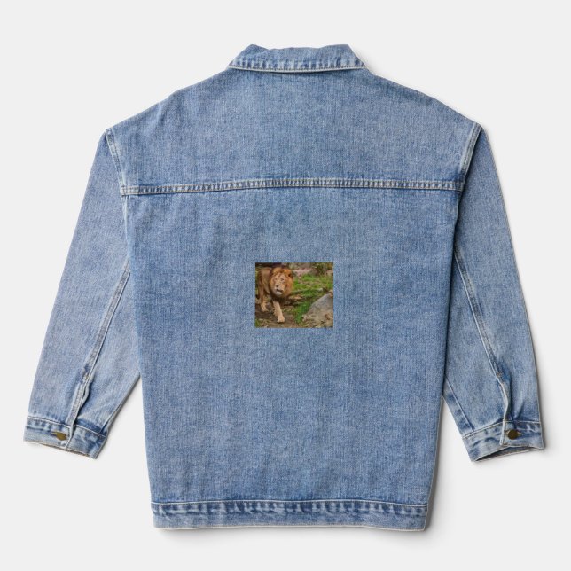 Denim Jacket mit Majestic King Lion Desig Jeansjacke (Rückseite)