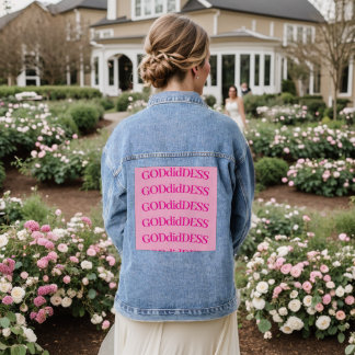 Denim Jacket mit rosa GODdidDESS-Briefe Jeansjacke