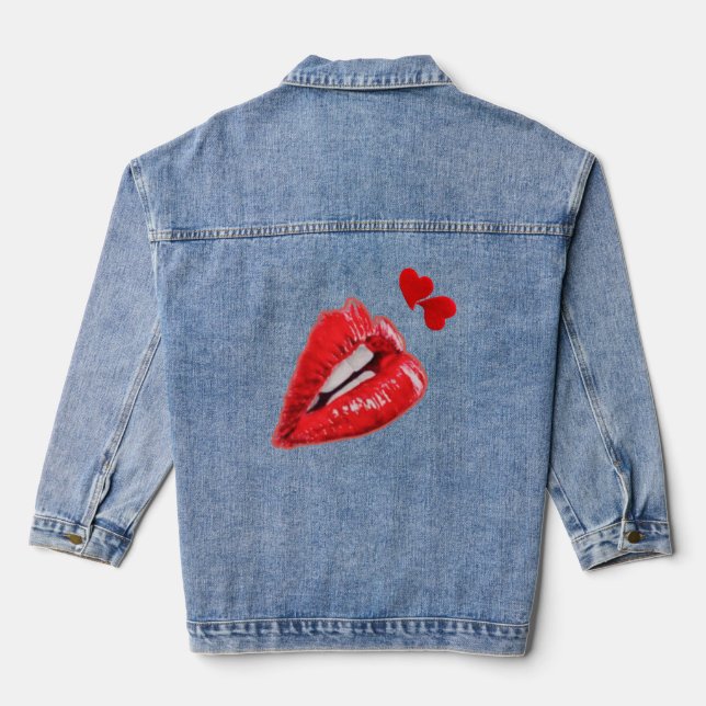 Denim Jacket mit roten Lippen Jeansjacke (Rückseite)