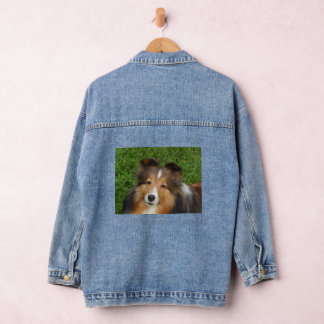 Denim Jacket mit Sheltie-Bild Jeansjacke