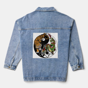 DENIM JACKET TIGER DRAGON CIRCLE JEANSJACKE