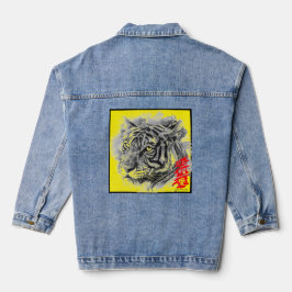 DENIM JACKET TIGER MIT KANJI HOPE GLAUBWÜRDIGE LIE JEANSJACKE