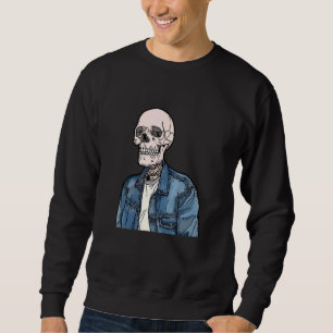 Denim Jacket Vintag Skull Sweatshirt