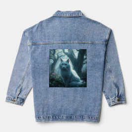 Denim Jacket weiße Katze auf der Rückseite Jeansjacke