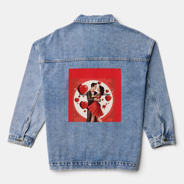 Denim Jacket with romantic design  Jeansjacke (Rückseite)