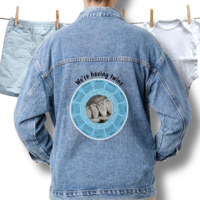 Denim Jean Jacket Schwangerschaft Wir haben Twins Jeansjacke (Von Creator hochgeladen)
