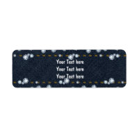 Denim Jean Stitched & Diamonds Address Labels