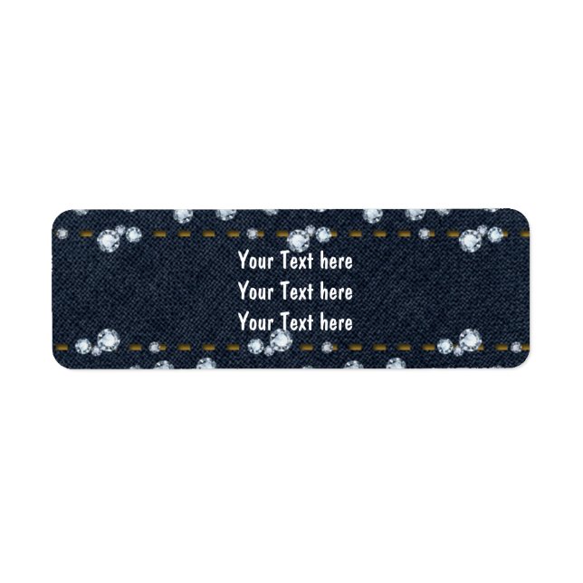 Denim Jean Stitched & Diamonds Address Labels (Vorne)