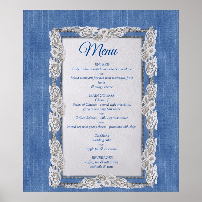 Denim Jean Taschen und Spitzen Poster (Vorne)