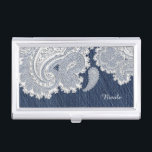Denim Jean & White Lace Business Card Inhaber Visitenkarten Dose<br><div class="desc">Denim Jean & White Lace Business Card Holder. Passen Sie den Text an oder verließ ihn leer.</div>