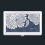 Denim Jean & White Lace Business Card Inhaber Visitenkarten Dose<br><div class="desc">Denim Jean & White Lace Business Card Holder. Passen Sie den Text an oder verließ ihn leer.</div>