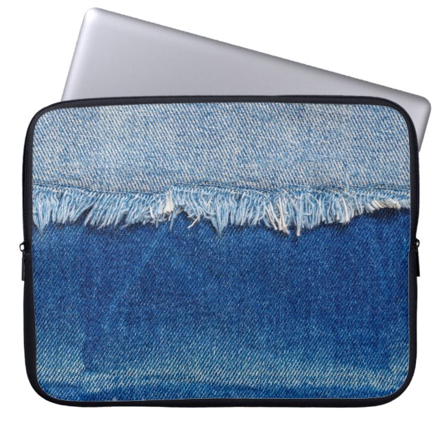 Denim Jeans Hintergrund. Denim-Rippstoff mit b Laptopschutzhülle (Vorderseite)