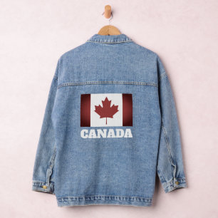 Denim-Jeans-Jacke mit vintage kanadischer Flagge Jeansjacke