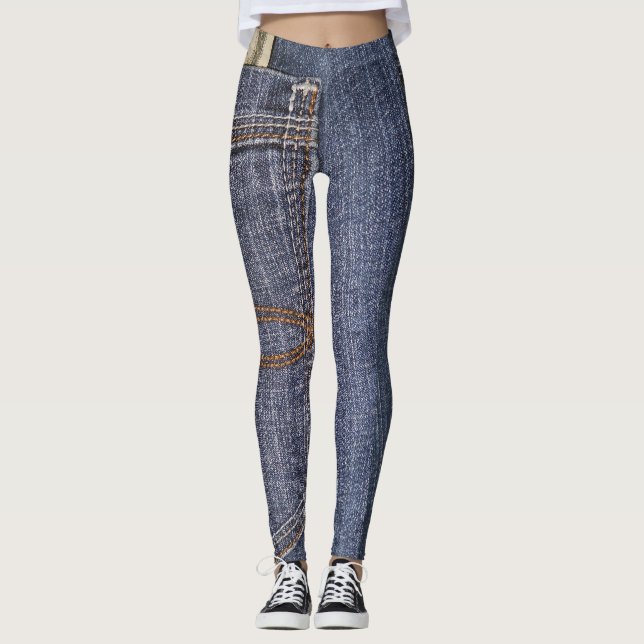 Denim Jeans Pocket & US Money Leggings (Vorderseite)