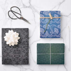 Denim Lace Fashion Designer Textur Geschenkpapier Set