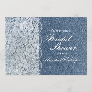 Denim & Lace Rustikale Hochzeitsdusche Party-Einla Einladung