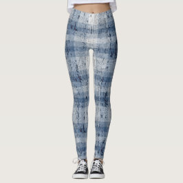 Denim Look Crackle Karierte Leggings