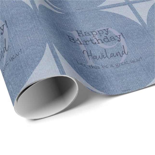 Denim Look Personalizable Geschenk Wrap HAMbyWG Geschenkpapier (Rolleneckpunkt)