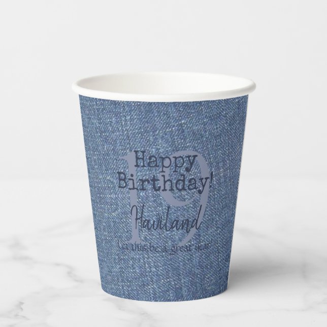 Denim Look Personalizable Paper Cups HAMbyWG Pappbecher (Rückseite)