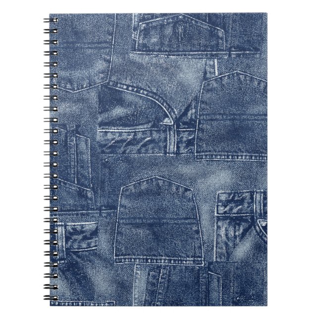 Denim Material in einem Patchwork-Taschenmuster. Notizblock (Vorderseite)