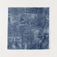 Denim Material in einem Patchwork-Taschenmuster.