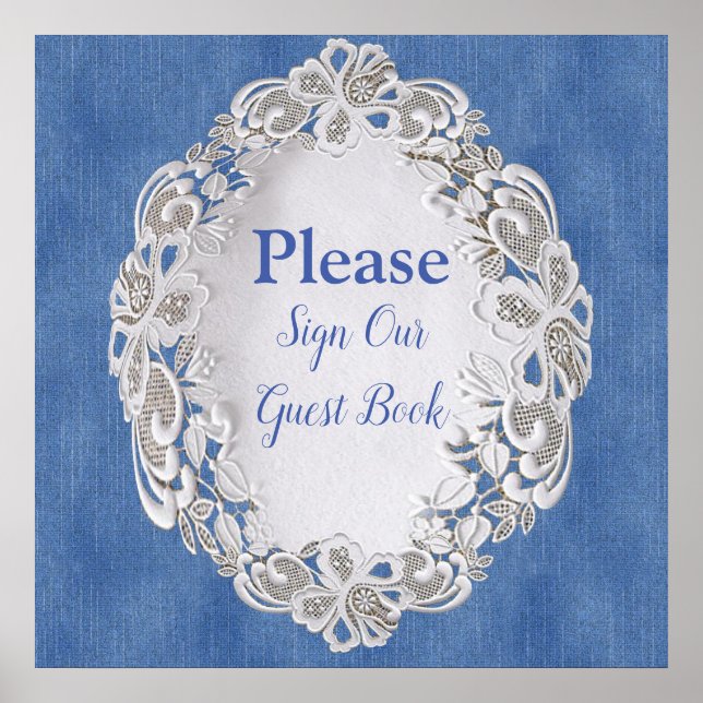 Denim mit Cream Blume Lace Poster (Vorne)