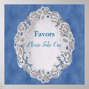 Denim mit Cream Blume Lace Poster