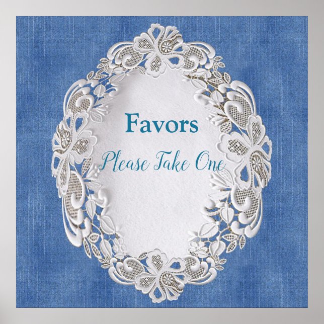 Denim mit Cream Blume Lace Poster (Vorne)