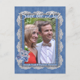 Denim mit Cream Blume Lace und einem Kitten Ankündigungspostkarte