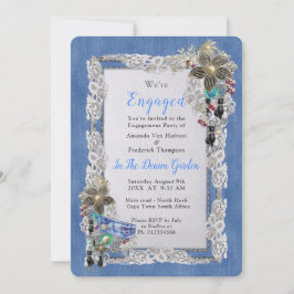 Denim mit Cream Blume Lace und Kostümschmuck Einladung