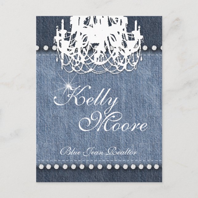 Denim 'n Diamonds Chandelier Blue Jean Postkarte (Vorderseite)