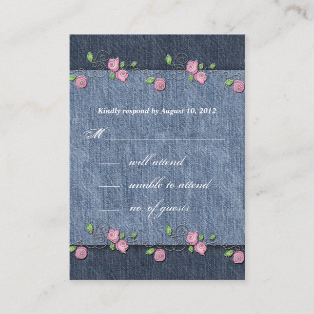 Denim n Rose Wedding Response Card Begleitkarte (Vorderseite)
