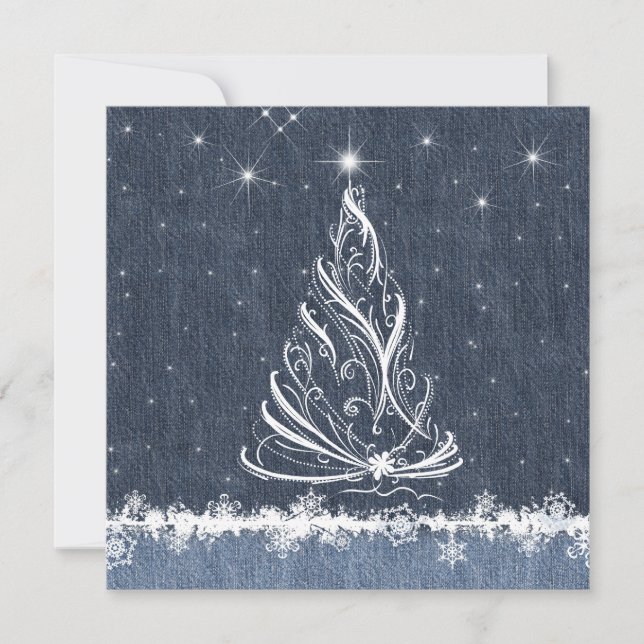 Denim n Snowflakes New Years Party Einladung (Vorderseite)