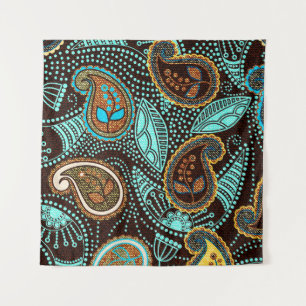 Denim Paisley: Nahtlose Jeans Texturmuster Wandteppich