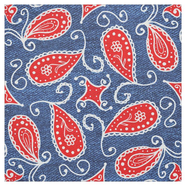 Denim-Paisley-niedliche rote weiße und blaue mit Stoff (Muster)
