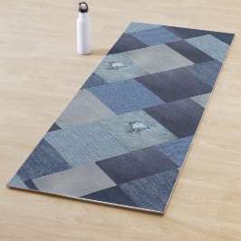 Denim Patchwork Blue Fabric Yogamatte