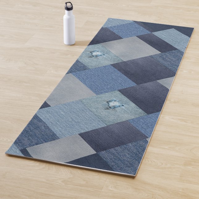 Denim Patchwork Blue Fabric Yogamatte (Beispiel)