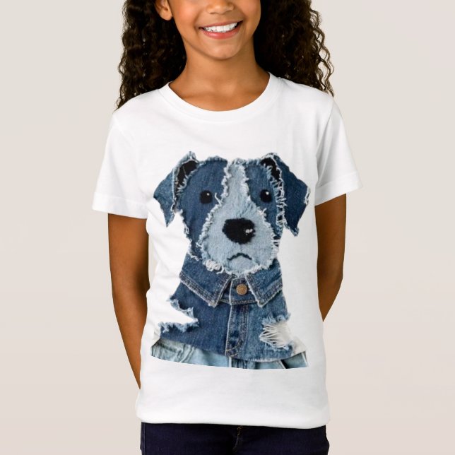Denim-Patchwork-Hund T-Shirt (Vorderseite)