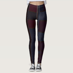 Denim Patchwork Jewel Tone All-Over-Print-Leggings Leggings