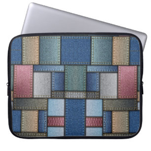 Denim Patchwork Laptopschutzhülle