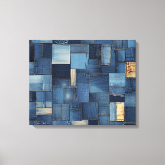 Denim Patchwork Leinwanddruck