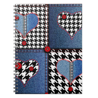 Denim Patchwork: Nahtloses Stoffmuster Notizblock