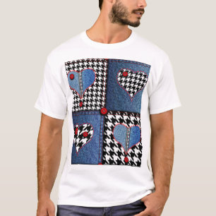 Denim Patchwork: Nahtloses Stoffmuster T-Shirt