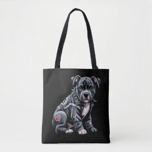 Denim-Patchwork-Pitbull-Hund edler Rocker Gothic