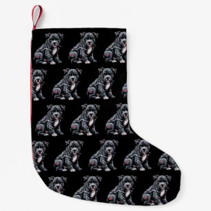 Denim-Patchwork-Pitbull-Hund edler Rocker Gothic Kleiner Weihnachtsstrumpf