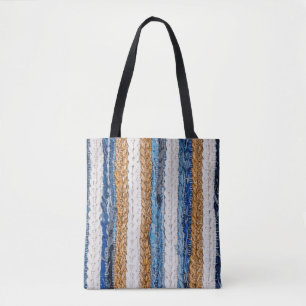 Denim-Patchwork: Teppich aus recycelten Jeans.