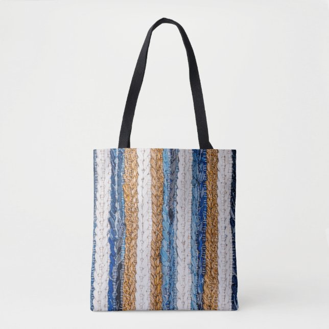 Denim-Patchwork: Teppich aus recycelten Jeans. (Vorderseite)