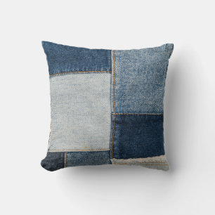 Denim-Patchwork: Vintage-Textilmuster Kissen