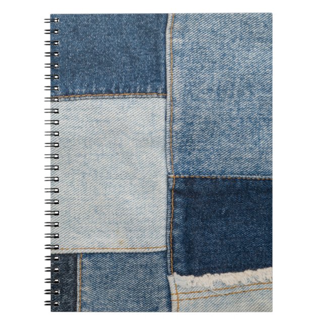 Denim Patchwork: Vintages Textilmuster Notizblock (Vorderseite)